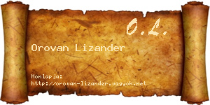 Orovan Lizander névjegykártya
